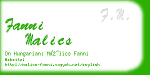 fanni malics business card